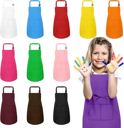 Kids Aprons Bulk with Adjustable Straps, Black, 12 Pack in Saudi Arabia