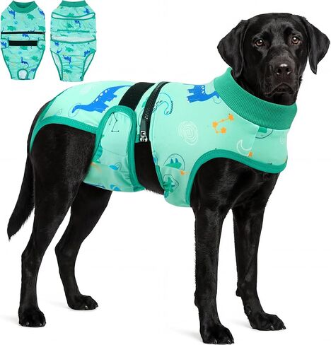 PUMYPOREITY 2-in-1 Detachable Dog Diapers, Escape-Proof Anti-Harassment Wear for Heat, Full Body Dog Onesie for Post-Surgery Recovery, Incontinence, Puppy Training & Senior Pet, L, Green in Saudi Arabia