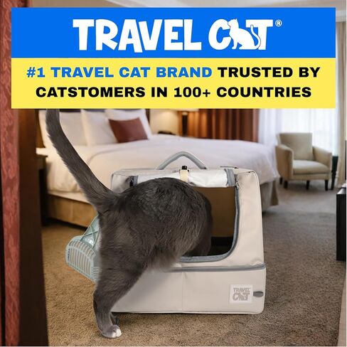 Travel Cat Porta-Pawty Plus Covered Portable Litter Box for Cats — Portable, Foldable Enclosed Cat Bathroom with Waterproof Interior & Roll-Up Door — Easy-Clean Travel Litter Solution in Kuwait