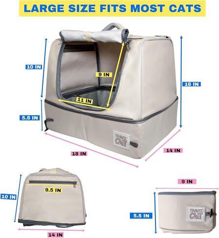Travel Cat Porta-Pawty Plus Covered Portable Litter Box for Cats — Portable, Foldable Enclosed Cat Bathroom with Waterproof Interior & Roll-Up Door — Easy-Clean Travel Litter Solution in Kuwait