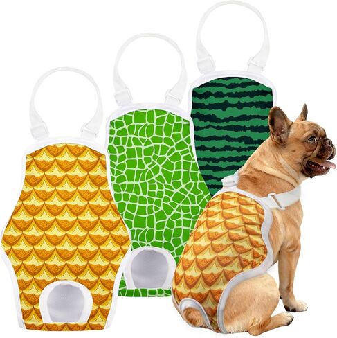 3 Pack Washable Female Dog Diapers with Adjustable Suspender, Reusable Sanitary Panties for Dogs in Heat, Leak-Proof Design for Small Dogs in Kuwait