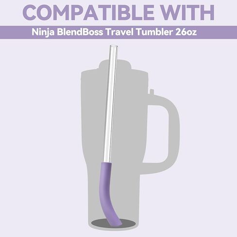 2 Pcs Replacement Straw for Ninja BlendBOSS Personal Smoothie Blender Tumbler, Reusable Straws With Cleaning Brush Compatible With Ninja BlendBOSS Travel Tumbler (Lavender Lemonade) in Kuwait