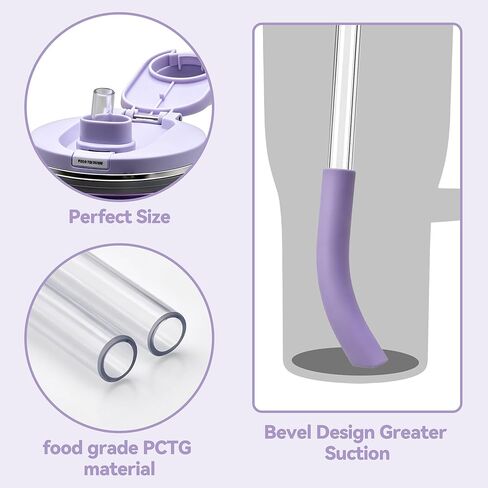 2 Pcs Replacement Straw for Ninja BlendBOSS Personal Smoothie Blender Tumbler, Reusable Straws With Cleaning Brush Compatible With Ninja BlendBOSS Travel Tumbler (Lavender Lemonade) in Kuwait