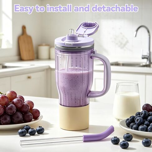 2 Pcs Replacement Straw for Ninja BlendBOSS Personal Smoothie Blender Tumbler, Reusable Straws With Cleaning Brush Compatible With Ninja BlendBOSS Travel Tumbler (Lavender Lemonade) in Kuwait