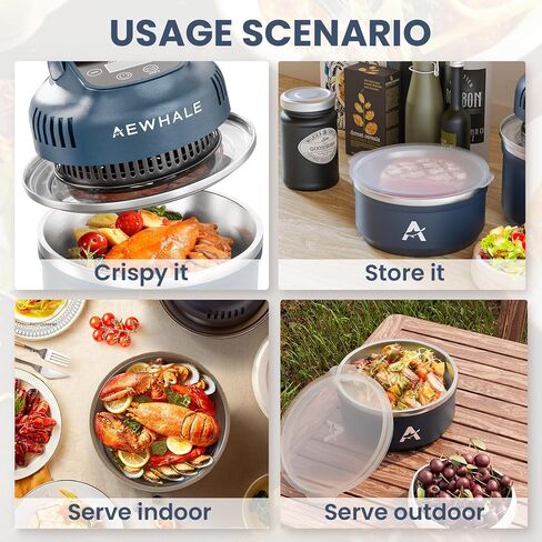 AEWHALE Portable Air Fryer 3-in-1,4QT & 8 Cup non toxic air fryer with Storage Lids,Ideal for Small Spaces in Kuwait
