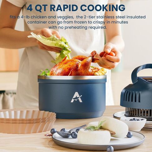 AEWHALE Portable Air Fryer 3-in-1,4QT & 8 Cup non toxic air fryer with Storage Lids,Ideal for Small Spaces in Kuwait