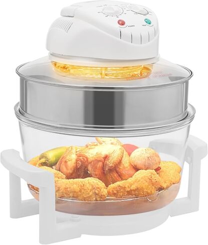 Glass Air Fryer, Turbo AirFryer, 18 Qt Convection Oven Roaster with Expansion Ring, Portable 360° Viewable Glass Air Fryer for Grilling, Roasting, Baking, Pan-Frying (32℉-482℉/ 0 ℃ -250 ℃) in Kuwait