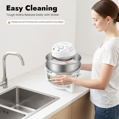 Glass Air Fryer, Turbo AirFryer, 18 Qt Convection Oven Roaster with Expansion Ring, Portable 360° Viewable Glass Air Fryer for Grilling, Roasting, Baking, Pan-Frying (32℉-482℉/ 0 ℃ -250 ℃) in Kuwait