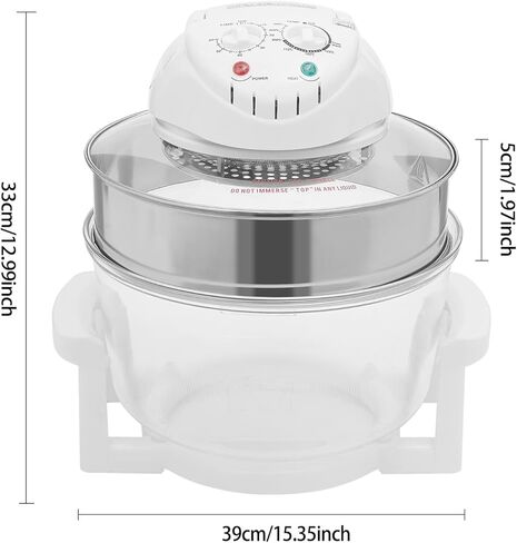 Glass Air Fryer, Turbo AirFryer, 18 Qt Convection Oven Roaster with Expansion Ring, Portable 360° Viewable Glass Air Fryer for Grilling, Roasting, Baking, Pan-Frying (32℉-482℉/ 0 ℃ -250 ℃) in Kuwait