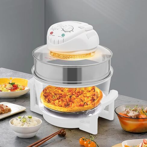 Glass Air Fryer, Turbo AirFryer, 18 Qt Convection Oven Roaster with Expansion Ring, Portable 360° Viewable Glass Air Fryer for Grilling, Roasting, Baking, Pan-Frying (32℉-482℉/ 0 ℃ -250 ℃) in Kuwait