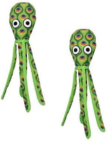 TUFFY - World's Tuffest Soft Dog Toy - Ocean- Squeakers - Multiple Layers. Made Durable, Strong & Tough. Interactive Play (Tug, Toss & Fetch). Machine Washable & Floats. (Squid Green, Large 2 Pack) in Kuwait