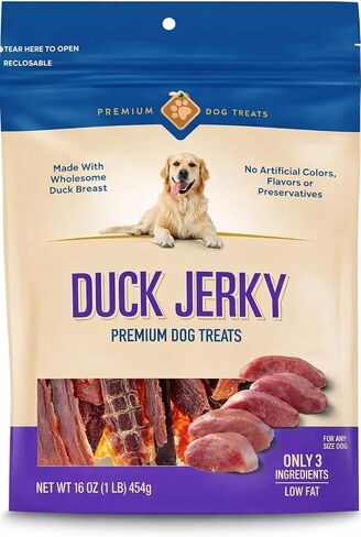 G. Rewards Duck Jerky Dog Treats، كيس 16 أونصة، نسبة عالية من البروتين الطبيعي، صدر البط الحقيقي، 3 مكونات فقط، قليل الدسم، خالي من الحبوب، بدون منتجات ثانوية، بدون قمح الذرة أو الصويا لجميع أحجام الكلاب in Kuwait