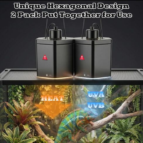Yoobao Reptile Heat Lamp Fixture, 5.9" Hexagonal Reflective Light Fixture with Hook for UVA UVB Basking Bulb, Lamp Holder for Turtle Snake Lizard Terrarium, Max 100W in Kuwait
