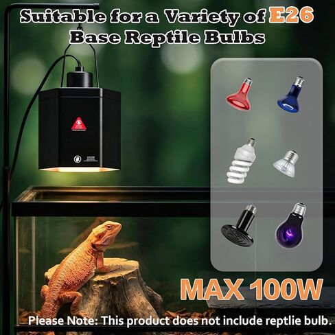 Yoobao Reptile Heat Lamp Fixture, 5.9" Hexagonal Reflective Light Fixture with Hook for UVA UVB Basking Bulb, Lamp Holder for Turtle Snake Lizard Terrarium, Max 100W in Kuwait