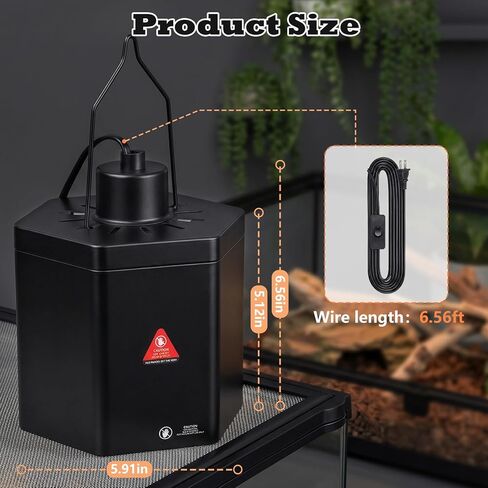 Yoobao Reptile Heat Lamp Fixture, 5.9" Hexagonal Reflective Light Fixture with Hook for UVA UVB Basking Bulb, Lamp Holder for Turtle Snake Lizard Terrarium, Max 100W in Kuwait