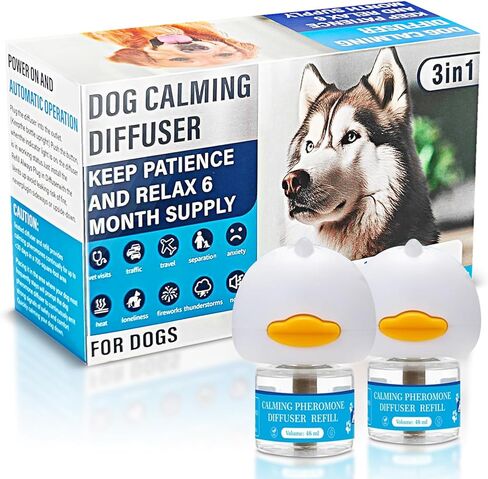 Dog Calming Pheromones Diffuser 3 in 1 Kit Appeasing Pheromone Diffuser to Calm (2 Plug in+2 Pack 48ml Refill) for Anxiety Relief Reduce Aggression Fighting Barking Stress 60 Day Supply(Tasteless) in Kuwait