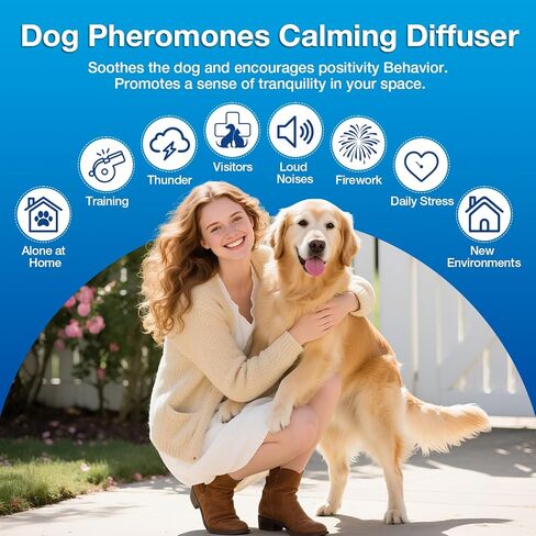 Dog Calming Pheromones Diffuser 3 in 1 Kit Appeasing Pheromone Diffuser to Calm (2 Plug in+2 Pack 48ml Refill) for Anxiety Relief Reduce Aggression Fighting Barking Stress 60 Day Supply(Tasteless) in Kuwait