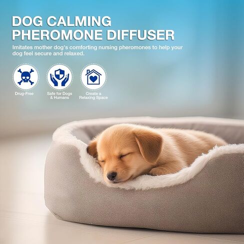 Dog Calming Pheromones Diffuser 3 in 1 Kit Appeasing Pheromone Diffuser to Calm (2 Plug in+2 Pack 48ml Refill) for Anxiety Relief Reduce Aggression Fighting Barking Stress 60 Day Supply(Tasteless) in Kuwait