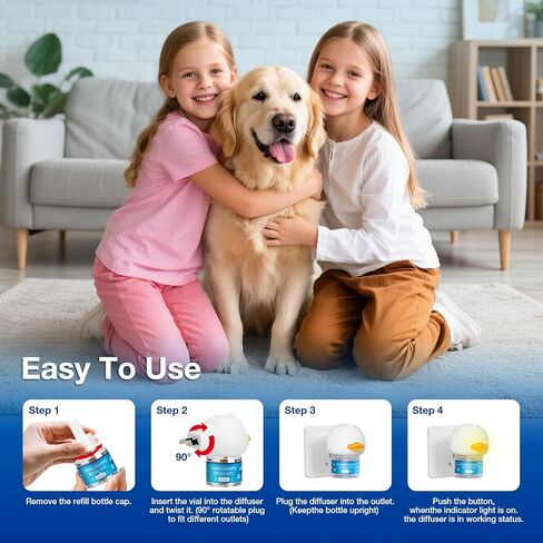 Dog Calming Pheromones Diffuser 3 in 1 Kit Appeasing Pheromone Diffuser to Calm (2 Plug in+2 Pack 48ml Refill) for Anxiety Relief Reduce Aggression Fighting Barking Stress 60 Day Supply(Tasteless) in Kuwait