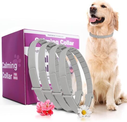 Calming Collar for Dogs 4 Packs, Dog Calming Collar, 100% Natural Essential Oil & Pheromone Formula, Reduces Anxiety & Stress for 90 Days, Waterproof Design, Long-Lasting Polymer Release Technology in Kuwait