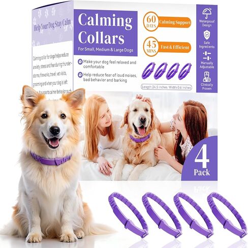 Calming Collar for Dogs 4 Pack, Purple Dog Calming Collar for Anxiety & Stress Relief, Pheromone Dog Collar for Small Medium Large Dogs, 240 Days Protection Each in Kuwait