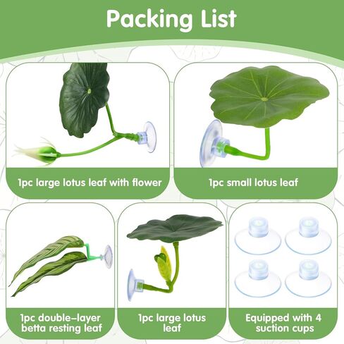 4 Pack Betta Fish Hammock Plant Leaf Pad, Improves Betta Health by Simulating The Natural Habitat, Fish Spawning Grounds Breeding Resting Bed, Fishes Tank Accessories Aquarium Décor in Kuwait