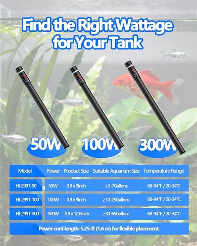 100W Titanium Aquarium Heater with LED Digital Display & External Controller – Submersible Fish Tank Heater, Precise ±1.8℉, IP68 Waterproof, for 10–25 Gallon Freshwater & Saltwater Tanks in Saudi Arabia