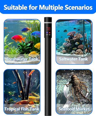 100W Titanium Aquarium Heater with LED Digital Display & External Controller – Submersible Fish Tank Heater, Precise ±1.8℉, IP68 Waterproof, for 10–25 Gallon Freshwater & Saltwater Tanks in Saudi Arabia
