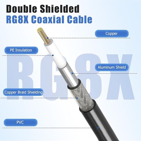 Ullnosoo RG8x Coaxial Cable, 2 Pack 3ft CB Radio Jumper Cable PL259 UHF Patch Cord 50 ohm Low Loss for Ham, Antenna Analyzer, Dummy Load and SWR Meter in Saudi Arabia