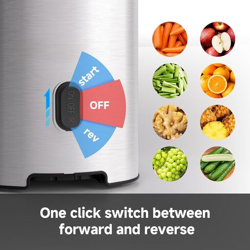 AMZCHEF Cold Press Juicer, 5.4" Juicer Machines with Large Feed Chute for Whole Fruits & Vegetables, Stainless Steel Juice Extractor with Large Auger, Dual Strainers, Easy Cleanup & Assembly in Kuwait