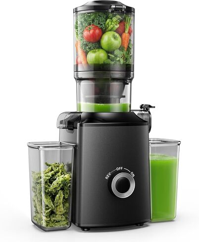 Cold Press Juicer, EUHOMY 5.1" Wide Feed Chute Juice Extractor Machine with 400W, High Juice Yield, Slow Masticating Juicer for Whole Vegetables & Fruits in Saudi Arabia