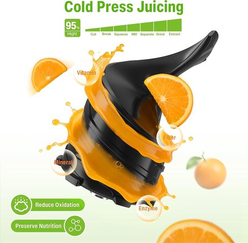 Cold Press Juicer, Juicer Machines with 6" Large Wide Feed Chute, High Juice Yield Slow Masticating Juicer, Easy to Clean, Quiet Brushless Copper Motor, Juicers for Whole Fruits & Vegetables in Kuwait