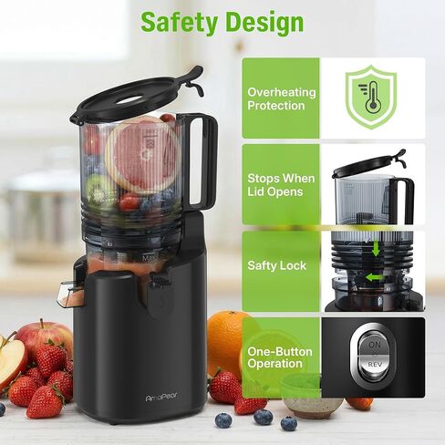 Cold Press Juicer, Juicer Machines with 6" Large Wide Feed Chute, High Juice Yield Slow Masticating Juicer, Easy to Clean, Quiet Brushless Copper Motor, Juicers for Whole Fruits & Vegetables in Kuwait