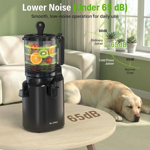 Cold Press Juicer, Juicer Machines with 6" Large Wide Feed Chute, High Juice Yield Slow Masticating Juicer, Easy to Clean, Quiet Brushless Copper Motor, Juicers for Whole Fruits & Vegetables in Kuwait