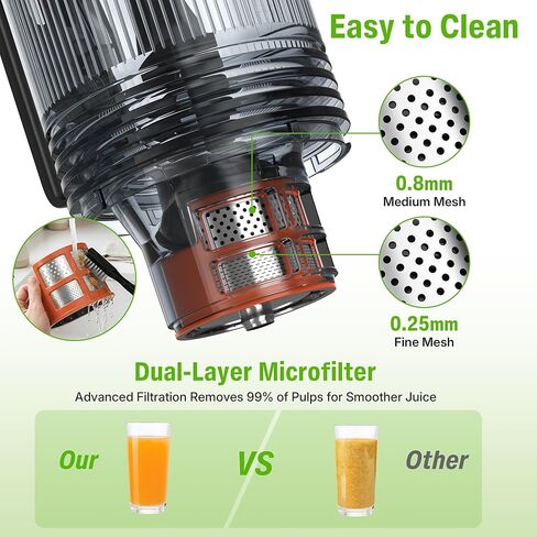 Cold Press Juicer, Juicer Machines with 6" Large Wide Feed Chute, High Juice Yield Slow Masticating Juicer, Easy to Clean, Quiet Brushless Copper Motor, Juicers for Whole Fruits & Vegetables in Kuwait