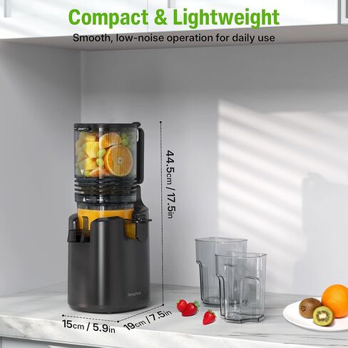 Cold Press Juicer, Juicer Machines with 6" Large Wide Feed Chute, High Juice Yield Slow Masticating Juicer, Easy to Clean, Quiet Brushless Copper Motor, Juicers for Whole Fruits & Vegetables in Kuwait