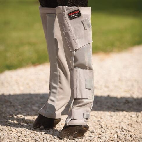 Schneiders Extra Tall Front Leg BugGard Horse Fly Boots | 25" Tall for Maximum Coverage | 70% UV Protection | Durable 1000D Dura-Mesh | Comfortable & Secure Fit | Set of 2 | Color Gray | Size Horse in Kuwait