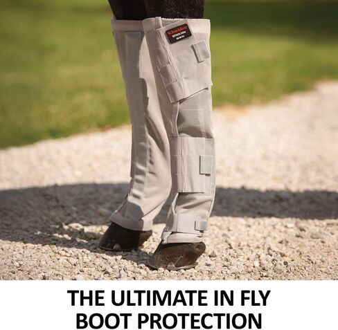 Schneiders Extra Tall Front Leg BugGard Horse Fly Boots | 25" Tall for Maximum Coverage | 70% UV Protection | Durable 1000D Dura-Mesh | Comfortable & Secure Fit | Set of 2 | Color Gray | Size Horse in Kuwait