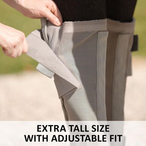 Schneiders Extra Tall Front Leg BugGard Horse Fly Boots | 25" Tall for Maximum Coverage | 70% UV Protection | Durable 1000D Dura-Mesh | Comfortable & Secure Fit | Set of 2 | Color Gray | Size Horse in Kuwait