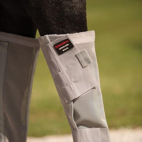 Schneiders Extra Tall Front Leg BugGard Horse Fly Boots | 25" Tall for Maximum Coverage | 70% UV Protection | Durable 1000D Dura-Mesh | Comfortable & Secure Fit | Set of 2 | Color Gray | Size Horse in Kuwait