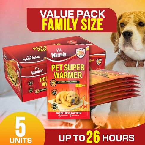 Warmie Super Warmer for Dogs & Cats | Air‑Activated Pet Heat Packs | Bigger & Wider for Bed & Crate Warmth | All‑Natural, Odorless, Steady Heating for Cold Weather Comfort | Safe Warmth | 5 Pack in Kuwait