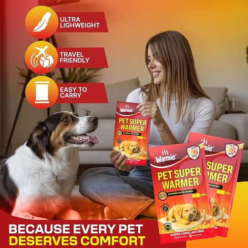 Warmie Super Warmer for Dogs & Cats | Air‑Activated Pet Heat Packs | Bigger & Wider for Bed & Crate Warmth | All‑Natural, Odorless, Steady Heating for Cold Weather Comfort | Safe Warmth | 5 Pack in Kuwait