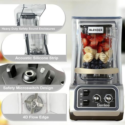 Commercial Blender for Smoothies 2200W With Quiet Shield,80oz BPA-Free Pitcher for Shakes,Self-Cleaning & Ice Crush Pro,6-leaf Stainless Steel Blade,Smoothie & Shake Maker for Restaurants, Kitchens in Kuwait