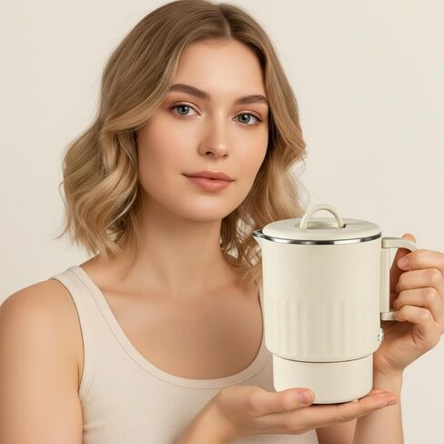 0.8L Foldable Small Electric Kettle 600W, Collapsible Portable Travel Electric Kettle, Mini Hot Water Boiler for Business Trip, Camping, Travel, Office in Kuwait