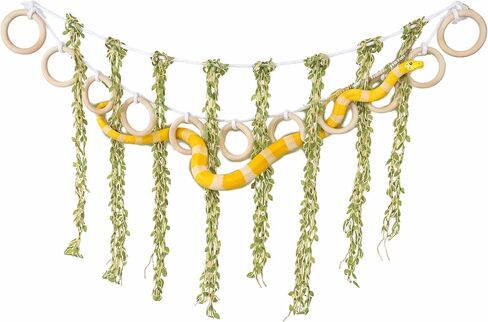Handcrafted Reptile Climbing Vines - Natural Jungle Rope with 11 Wooden Rings - Versatile Habitat Enrichment Toy for Ball Pythons, Corn Snakes, Chameleons, and Arboreal Amphibians in Kuwait