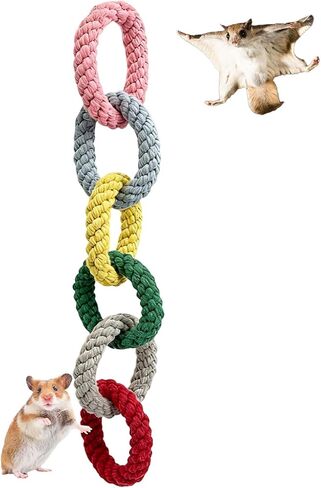 Sugar Glider Toys, Cotton Rope Climbing Rings – Hanging Exercise Toy for Sugar Gliders, Rats, Squirrels, Birds & Small Pets, Cage Accessories for Small Animal Enrichment in Kuwait