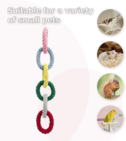 Sugar Glider Toys, Cotton Rope Climbing Rings – Hanging Exercise Toy for Sugar Gliders, Rats, Squirrels, Birds & Small Pets, Cage Accessories for Small Animal Enrichment in Kuwait