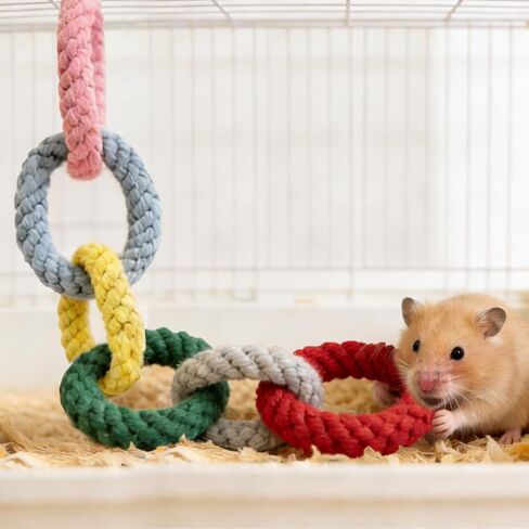 Sugar Glider Toys, Cotton Rope Climbing Rings – Hanging Exercise Toy for Sugar Gliders, Rats, Squirrels, Birds & Small Pets, Cage Accessories for Small Animal Enrichment in Kuwait
