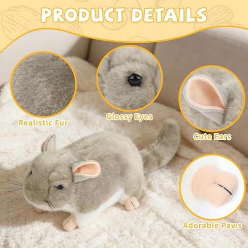 YUEPET Chinchilla Plush Cuddler Toy, Soft Chinchilla Cuddle Buddy, Comfort Anxiety Relief & Stress Reducer Companion for Chinchillas, Guinea Pigs, Hamsters, Ferrets, Hedgehogs, Sugar Gliders in Kuwait