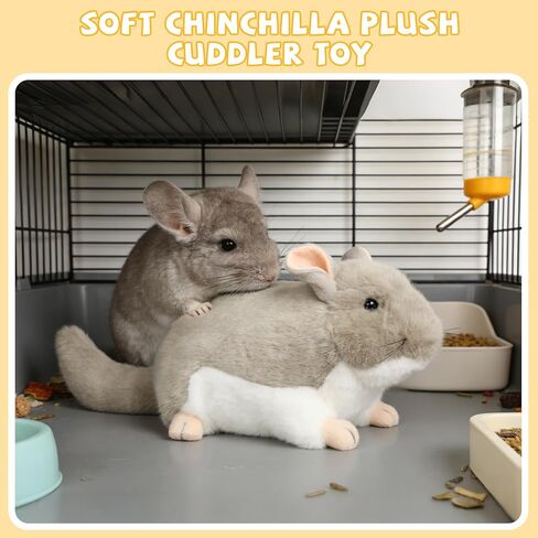 YUEPET Chinchilla Plush Cuddler Toy, Soft Chinchilla Cuddle Buddy, Comfort Anxiety Relief & Stress Reducer Companion for Chinchillas, Guinea Pigs, Hamsters, Ferrets, Hedgehogs, Sugar Gliders in Kuwait